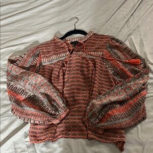 Lucky Brand woven patterned smockneck women’s top